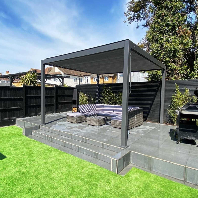 NOVA Titan Aluminium Pergola in Graphite Grey - 3.6m x 3.6m Free Standing