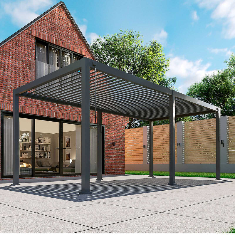 NOVA Titan Aluminium Pergola in Graphite Grey - 6.0m x 3.0m Free Standing