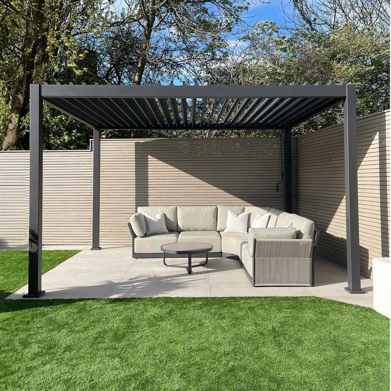 NOVA Titan Aluminium Pergola in Graphite Grey - 4.0m x 3.6m Free Standing