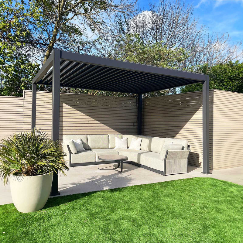 NOVA Titan Aluminium Pergola in Graphite Grey - 4.0m x 3.6m Free Standing