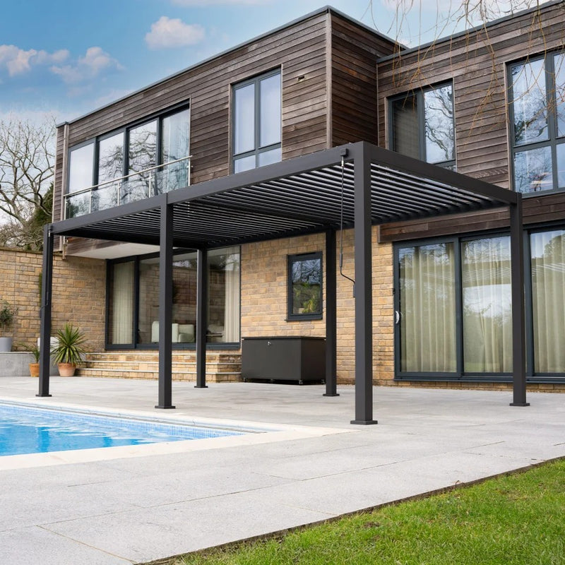 NOVA Titan Aluminium Pergola in Graphite Grey - 6.0m x 3.6m Free Standing