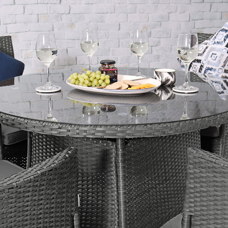 AMIR Royalcraft Nevada Grey 4 Seater Round Dining Set
