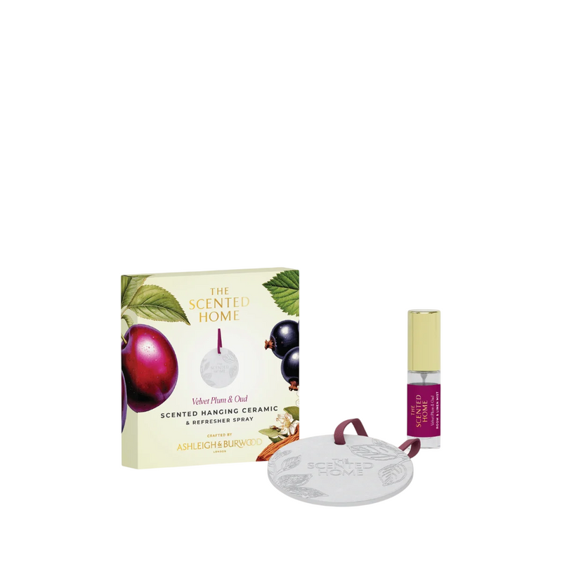 Ashleigh & Burwood Velvet Plum & Oud Scented Ceramic & Spray