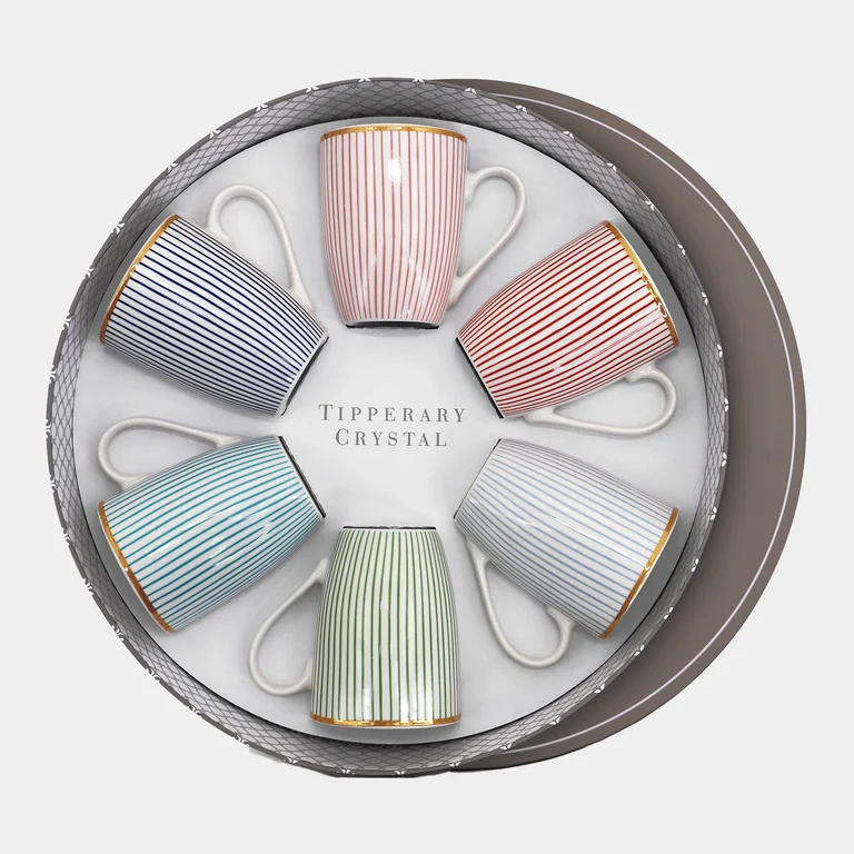 Allied Imports Pinstripe Party Mugs – Set of 6