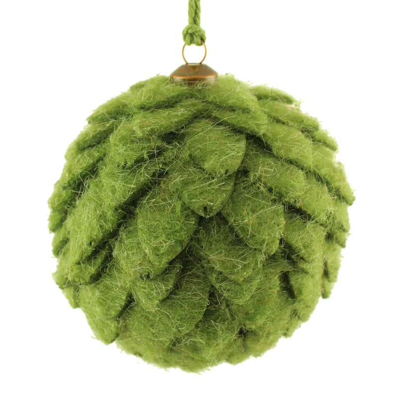 Sage Décor 10cm Felt Scalloped Hanging Ball Green