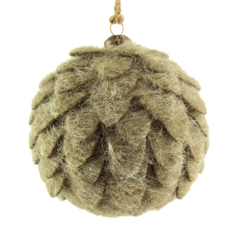 Sage Décor 10cm Felt Scalloped Hanging Ball Grey