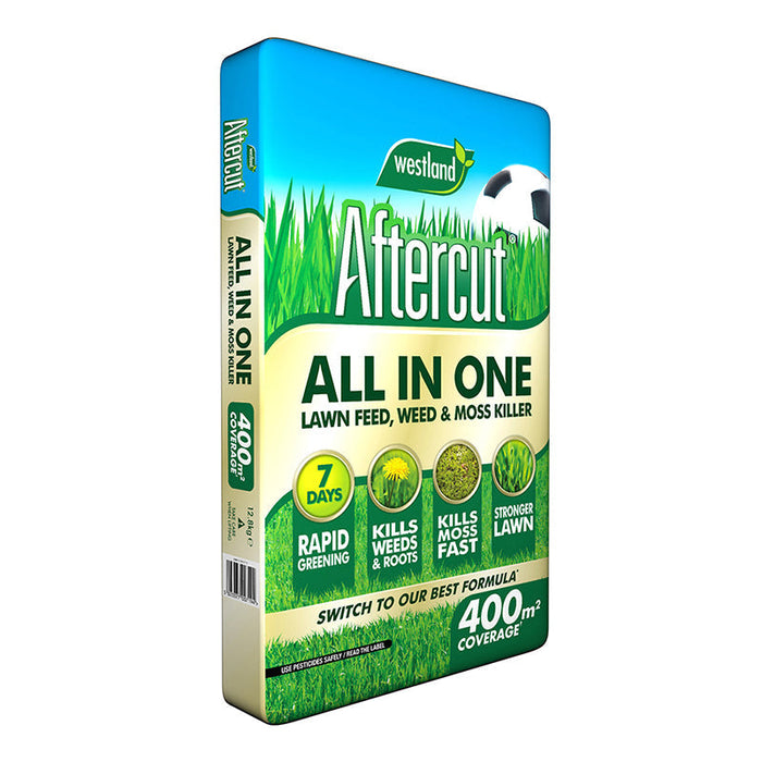 Aftercut All In One Lawn Feed, Weed & Moss Killer 400m2