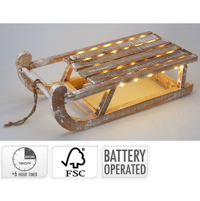 Koopman Sledge W LED 50Cm White Wash