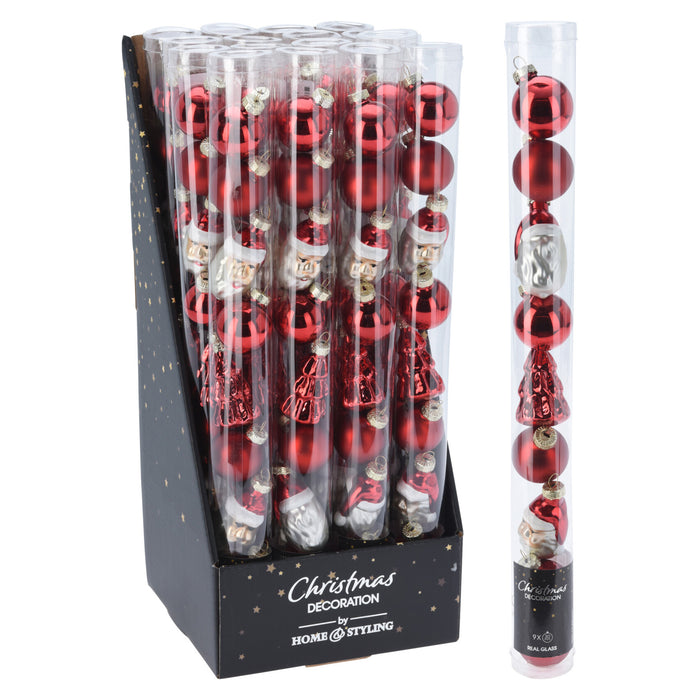 Koopman Xmas Ball 30Mm Set 9Pcs Red