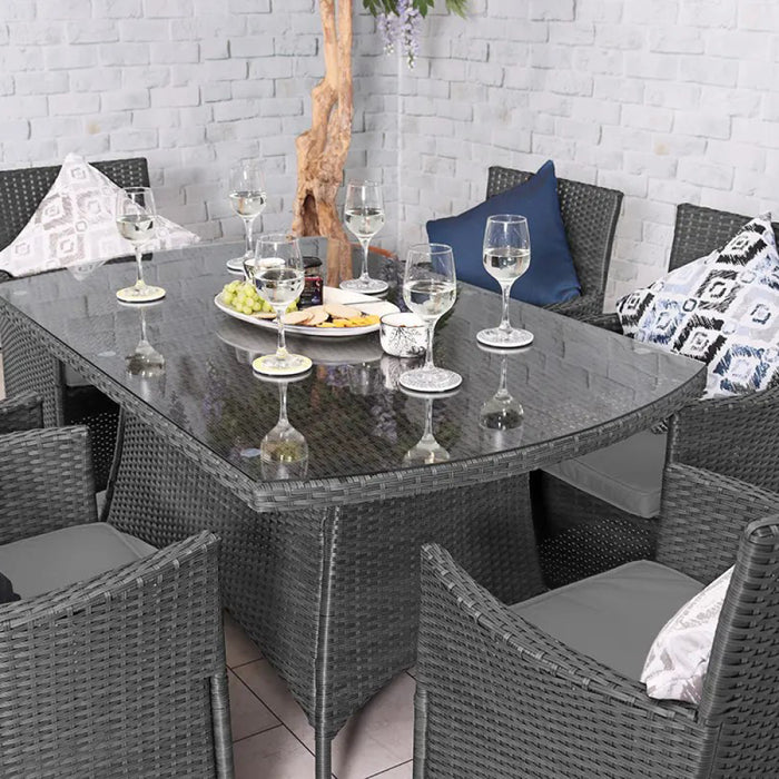 AMIR Royalcraft Nevada Grey 6 Seater KD Rectangular Dining Set