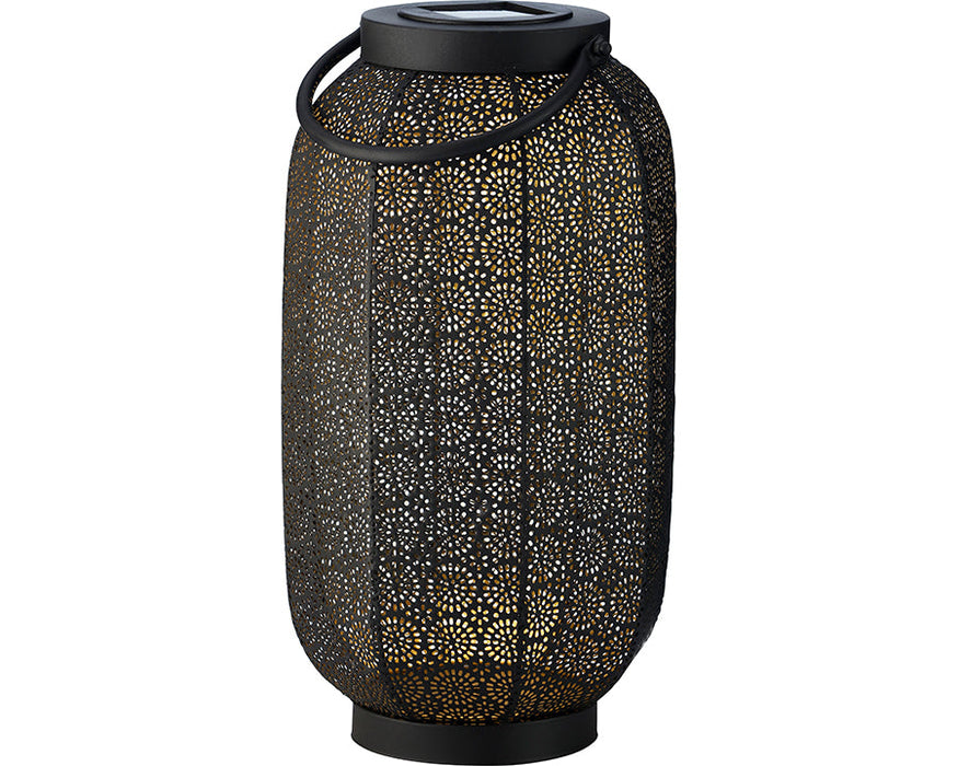 Kaemingk Majestic Cylinder Metal Solar Lantern Black & Gold