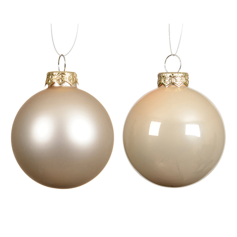Kaemingk Baubles Glass Enamel - Matt Set Pearl (Dia.8Cm)