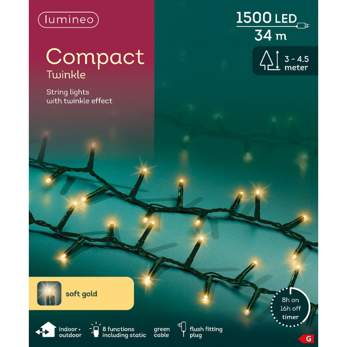 Kaemingk LED Compact Lights - Soft Gold (L.3400Cm)