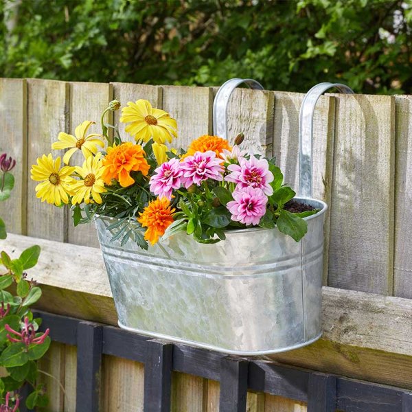 Smart Garden 12" Fence & Balcony Planter - Galvanised