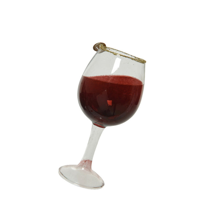 Kaemingk Red Oxblood Wine Glass Gold Glitter (L.5.7 X H.12.5Cm)