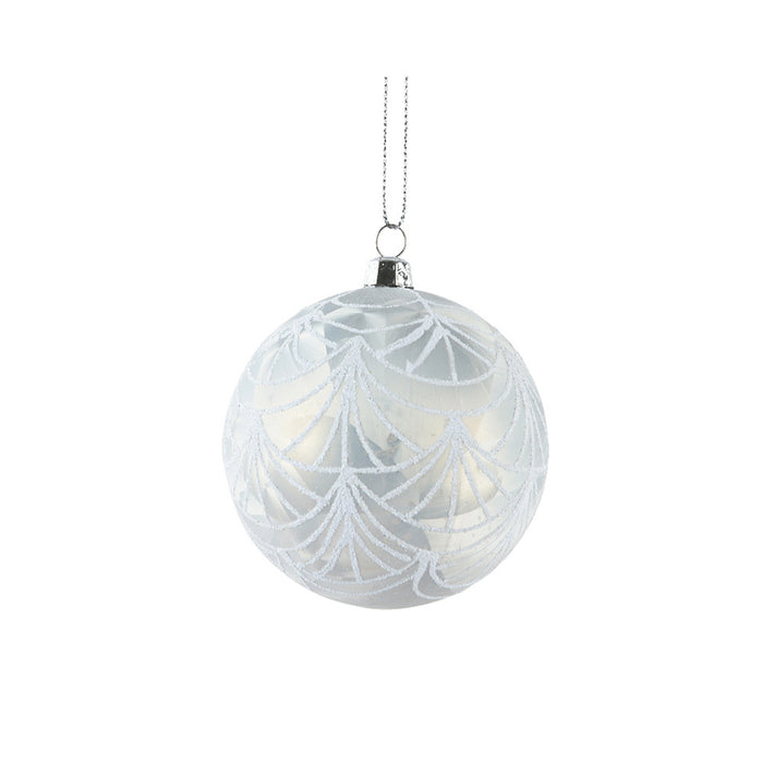 Kaemingk Polystyrene Bauble – Ice Lacquer, Silver (Dia.8Cm)