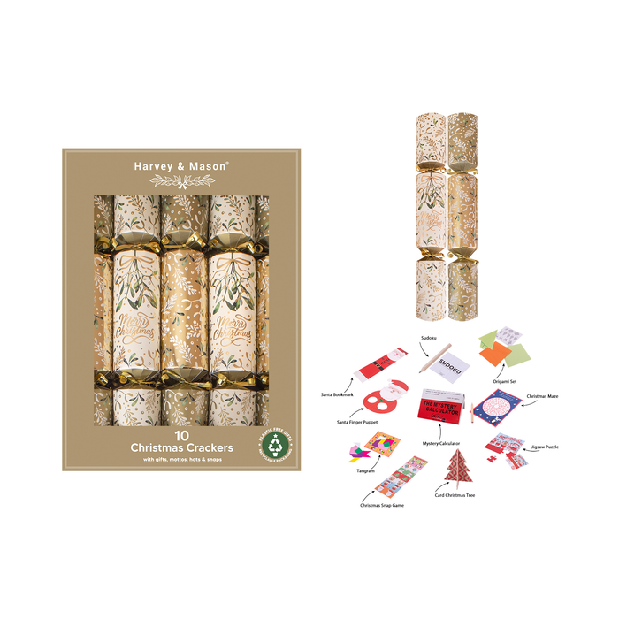 RSW 10 Gold Mistletoe 14" Crackers
