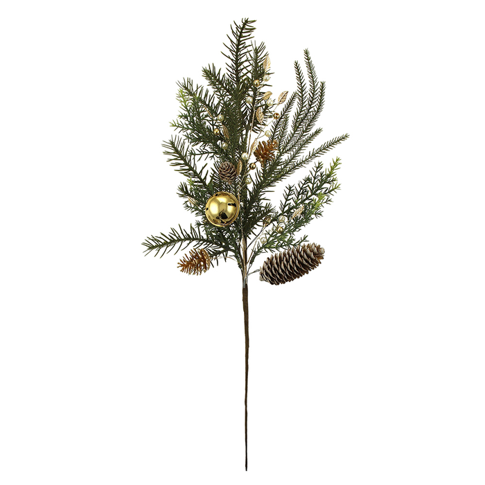 Sage Décor  Pine Spray With Pearls And Bells 68Cm