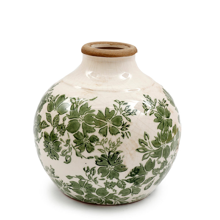 Sifcon 21Cm Green Floral Vase