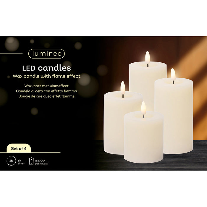 Kaemingk Led Wick Candle – Flat Top Bo Mixed (Dia.7Cm X H.17.5Cm)