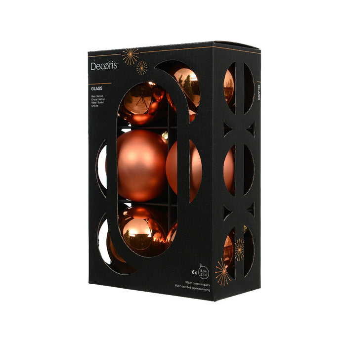 Kaemingk Glass Bauble – Warm Orange, Plastic-Free (Dia.8Cm)