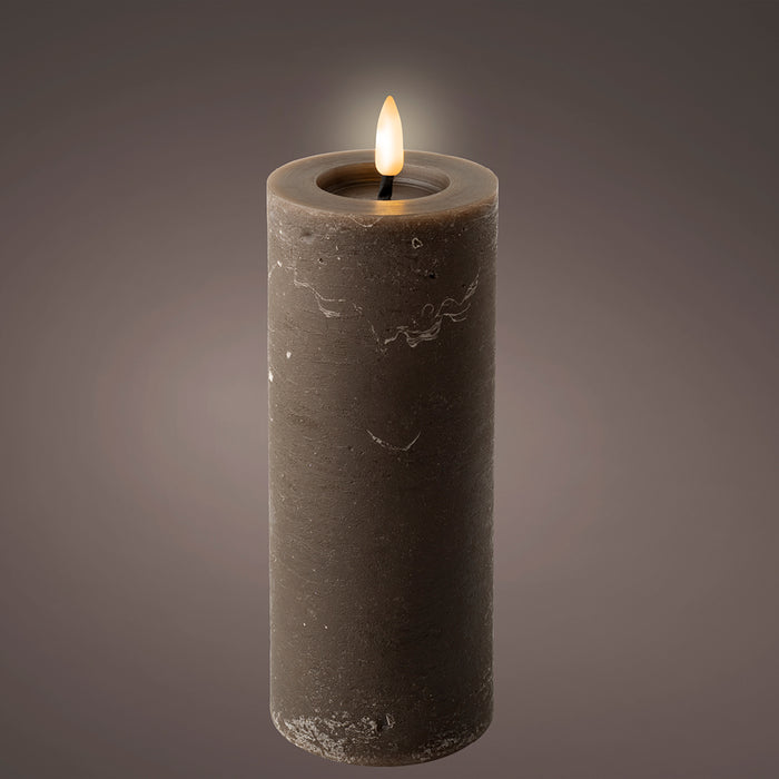 Kaemingk LED Wick Dark Brown Candle Flat Top (19.4cm)