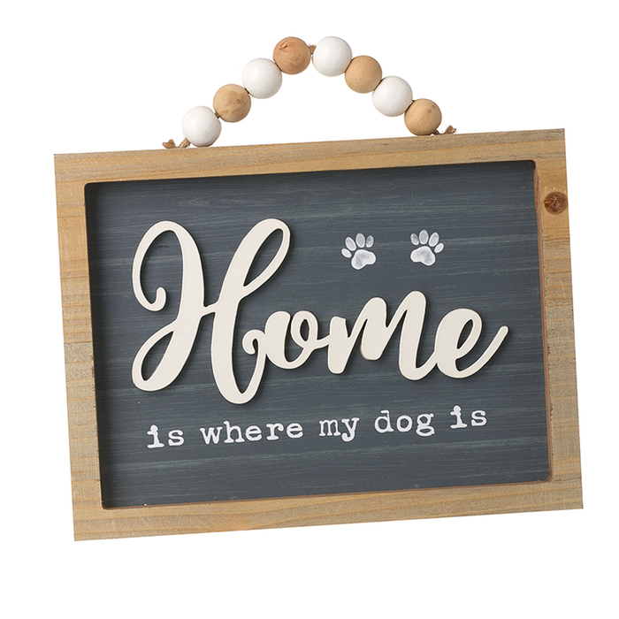 Heaven Sends Home Dog Sign With Beaded Hanger