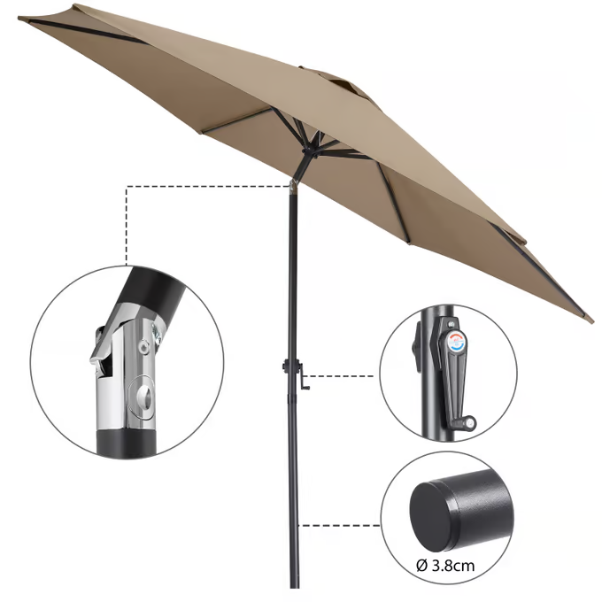 Lifestyle 3m Crank & Tilt Parasol - Taupe