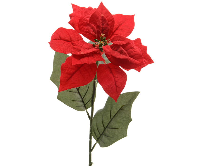 Kaemingk Red Poinsettia On Stem 67Cm