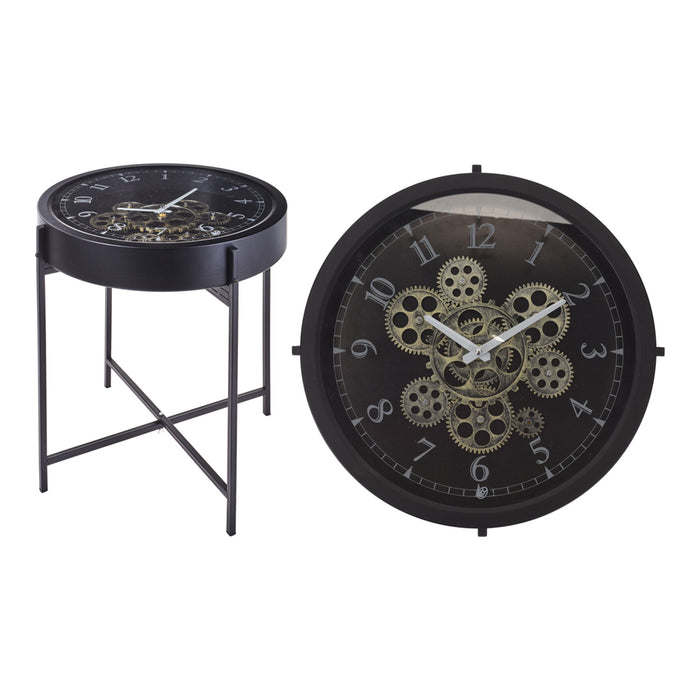 Koopman Clock Tea Table 42cm Black
