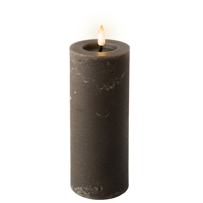 Kaemingk LED Wick Dark Brown Candle Flat Top (19.4cm)
