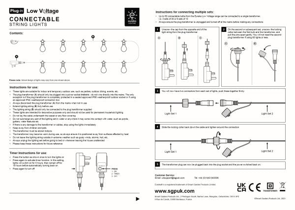 Eureka Decor Festoon LV String Lights Warm White - Set of 10