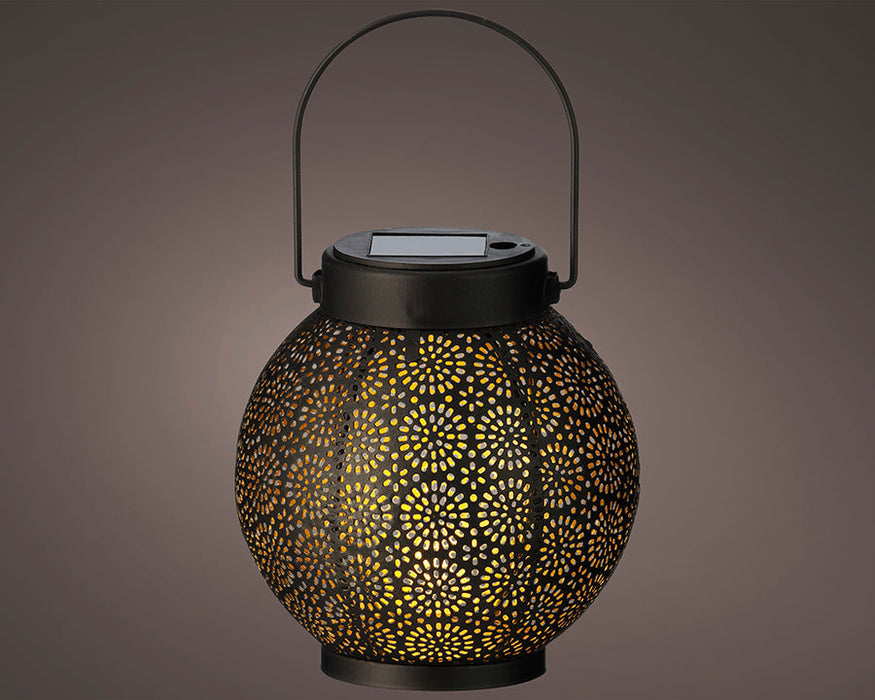 Kaemingk Majestic Sphere Metal Solar Lantern Black & Gold