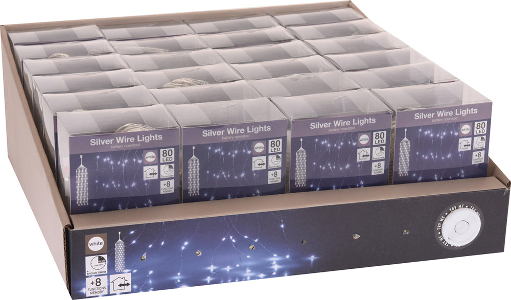 Koopman LED Light Silverwire Cascade With 80 White LED