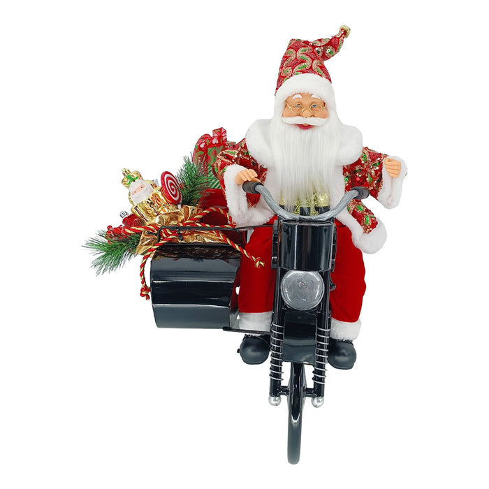 Premier Animated Musical Santa In Motorbike (40cm)