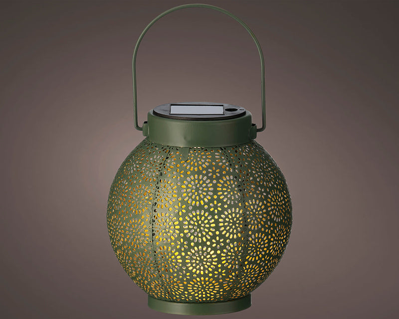 Kaemingk Majestic Sphere Metal Solar Lantern Green & Gold