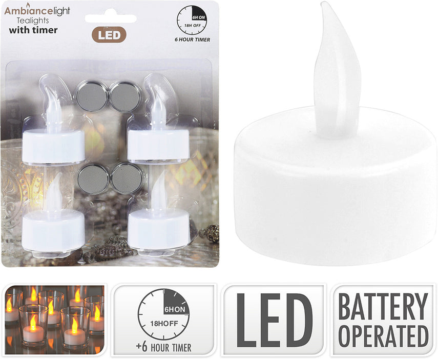 Koopman Tealight With LED Set Of 4Pcs