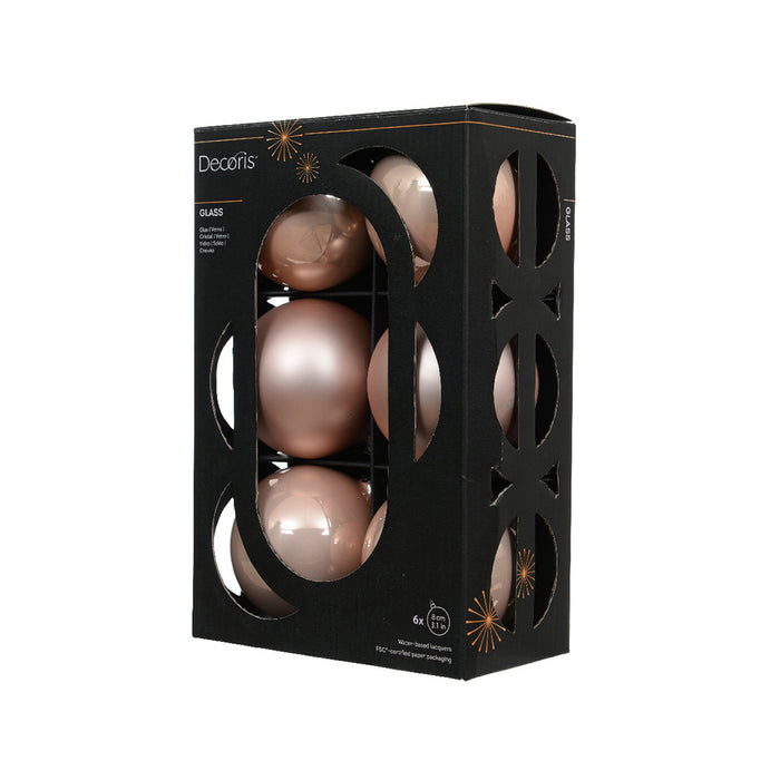 Kaemingk Glass Bauble – Blush Pink, Plastic-Free (Dia.8Cm)