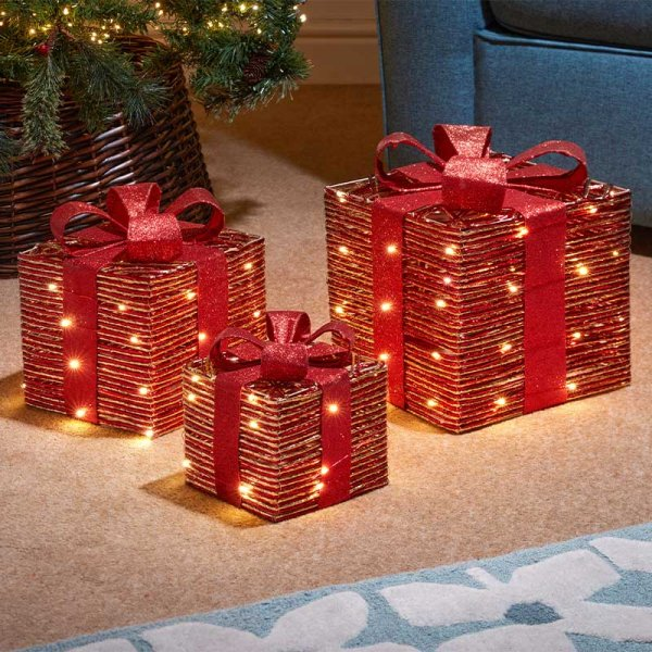 Smart Garden Redgold Braid Faux Gift Boxes - Set Of 3