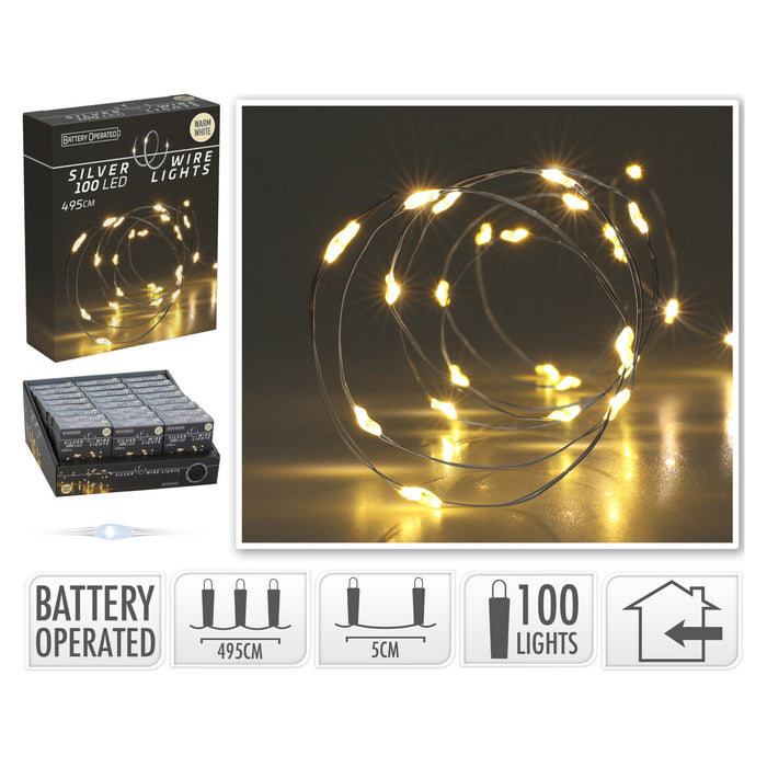 Koopman Silver Wire 100 LED Warm White