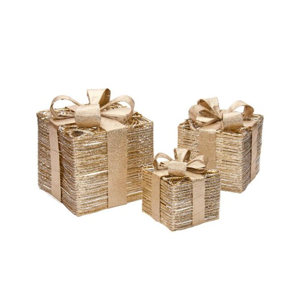 Smart Garden Champagne Braid Faux Gift Boxes - Set Of 3
