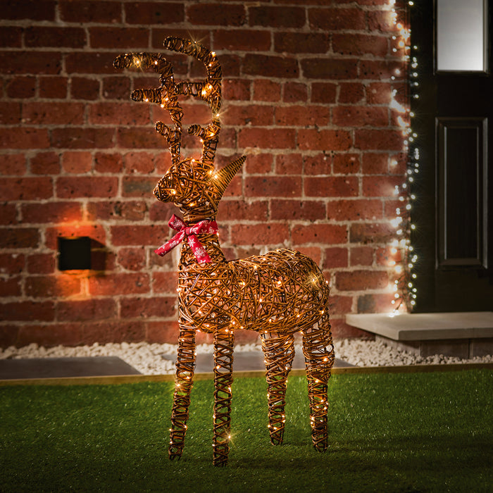 Premier 70L White Leds And Timer Sleigh Reindeers Set