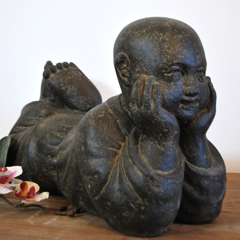 Lying Monk 40cm Stone Cast