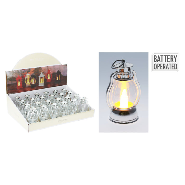 Koopman Oil Lamp W Candle Silver 9Cm