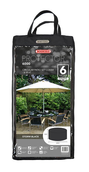 Bosmere Protector 6000 8 Seat Circular Patio Set Cover - Storm Black