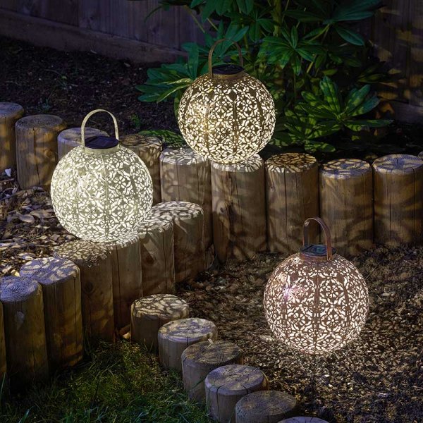Smart Solar Damasquette Lantern - Gold