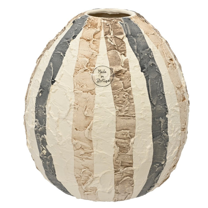 Kaemingk Vase Earthenware Reactive Stripes