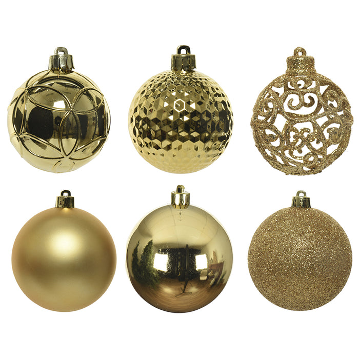 Kaemingk Polystyrene Bauble – Matt/Shiny/Glitter Mix, Light Gold (Dia.6Cm)