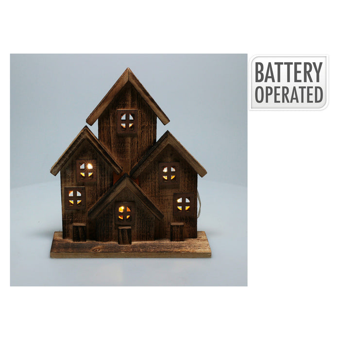 Koopman House With LED 27Cm Brown