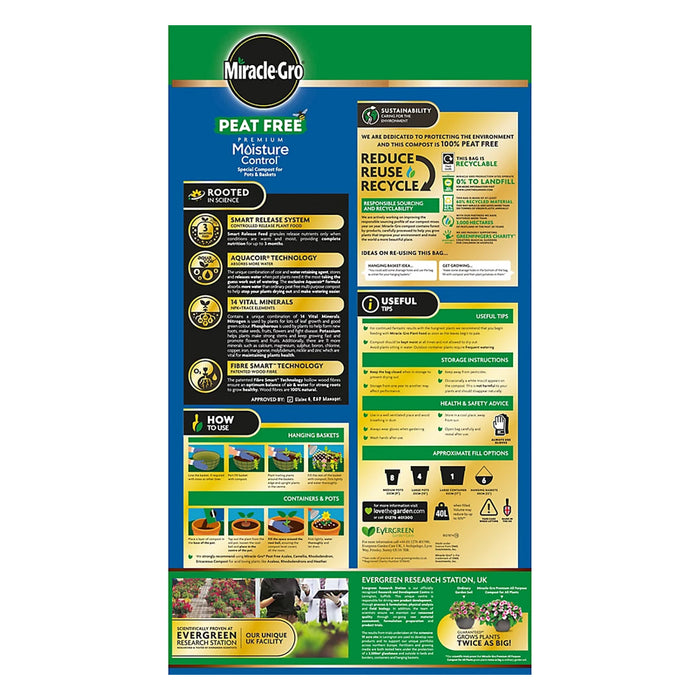 Miracle-Gro Moisture Control Peat Free Compost 40Ltr